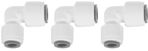 QUARKZMAN 3pcs De Accesorios De Conexión Rápida 1/4 OD x 5/16 OD Blanco | Accesorios De Manguera De Aire Tubo Y Manguera Y Tubería Accesorio De Conexión Rápida Codo De 90 Grados, (6-8mm)