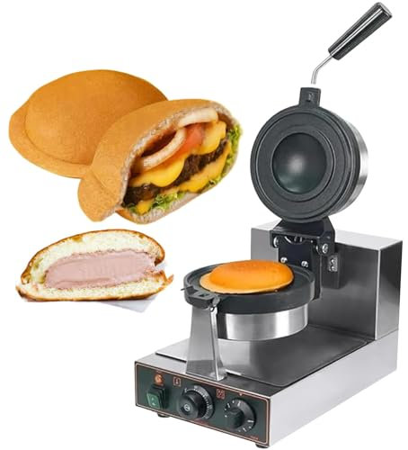AUTUMFLATGAO Ufo Burger Maker Machine, Commercial Panini Press Machine, Ice Cream Waffle Maker, 50-300℃ Temperature Control, Double-Sided Heating, 5 Minutes Timer