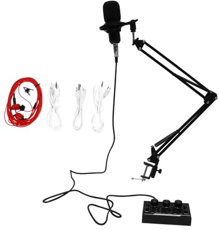 Yardwe Kondensatormikrofon 11 Stück Schwarz für Karaoke und Webcast | 1765 Mah, Metall mit Schaumstoff und Kunststoff, Telefon oder Computerverbindung, Cantilever Halterung
