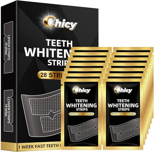 Teeth Whitening Strips 14 Treatments - Enamel-Safe & No-Sensitivity & No-Slip Whitening Strips - Fast Teeth Whitening Result in 7 Days - Whitening Kit for Coffee, Wine Stains Removal, Mint Flavor