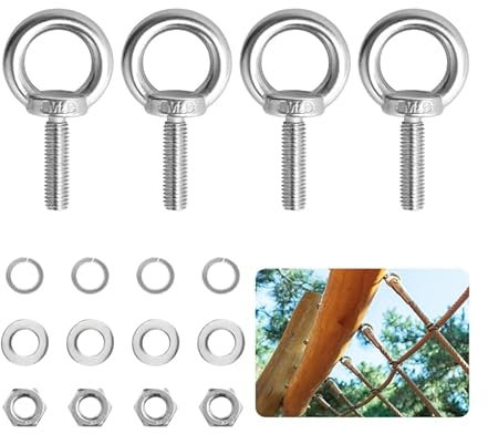 4 Piezas M8 Perno de Anillos de Elevación m8 x 30mm, Para Cáncamo Pernos de Ojo Tornillos de Acero Inoxidable 304 Argollas con Rosca para Fijación y Suspensión, con Tuercas y Herrajes