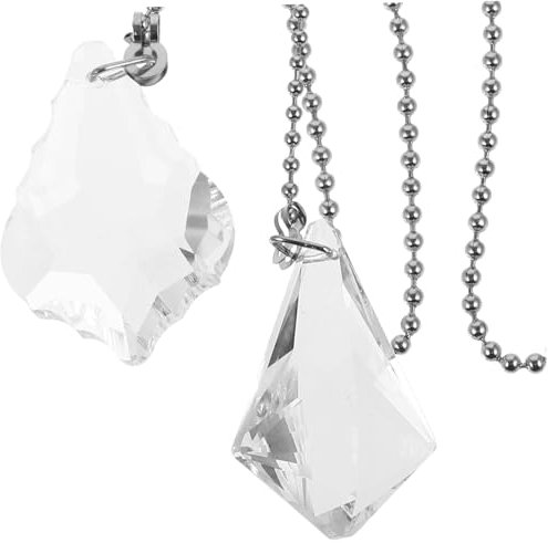 CIYODO 2piezas Tirador De Baño y Tirador De Luz Para Ventilador De Techo Cadena Colgante De Cristal Transparente Extensor De Cadena Para Luz De Baño Accesorio De Ventilador De Techo