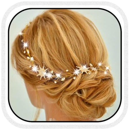 Zoestar Strass-Hochzeits-Haarranke mit goldenen Sternen, Braut-Haarschmuck für Frauen und Mädchen (Gold, Einheitsgröße)