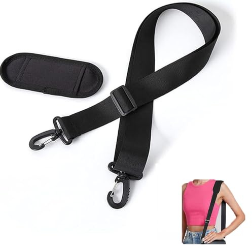 Schultergurt 160cm Taschengurt Schwarz Universal Verstellbare Schulterriemen mit Dickem Anti-rutsch Polster mit Karabinerhaken für Gepäck Duffel Kameratasche Laptoptasche Reisetasche Sporttaschen