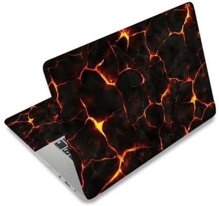 PLIGREAT Laptop Skin Aufkleber Mit Feuerstein Muster Passend Für 12 13 13.3 14 15 Zoll Laptops Kreativer Stil Universalgröße Abnehmbar Wasserdicht Notebook Kunstaufkleber PC Schutzfolie