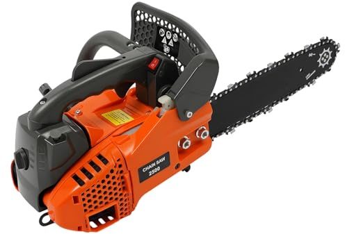 25.4CC Benzin Kettensäge 2-Takt-Motor Kettensäge 12 Zoll Gasoline Chainsaw 9000rpm 1.22hp Benzinbetriebene Motorsäg Verstellbare Kettenspannung Gas Sägen Gas-Kettensägen mit Oberem Handgriff (5kg)