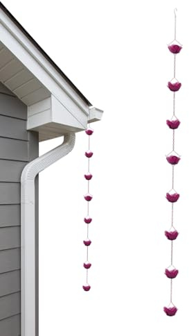 Genérico Catene Da Pioggia - 4.53x34.88 Pollici Rosa Metallo Per L'Esterno