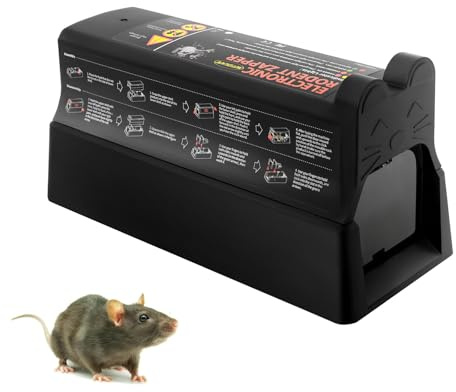 Piège à souris électrique 7000 V haute tension – Piège à rats électrique avec batterie et bloc d'alimentation, réutilisable et étanche pour l'intérieur et l'extérieur, tue les souris rapidement et