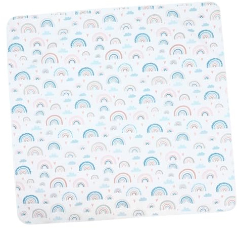 Hohopeti Rutschfeste Hochstuhl Matte aus Polyester-Gummi Multifunktionale Bodenschutzmatte mit Buntem Regenbogenmuster Leicht Faltbar und Einfach zu Reinigen für Essbereich und Spielzeit