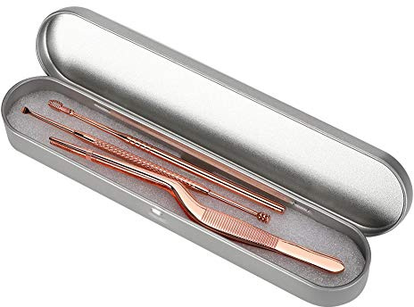 3 st öronproppar i rostfritt stål dubbelt huvud öronvaxborttagare curette pincett set roséguld professionellt öronrengöringsverktyg säkert mjukt för vuxna barn