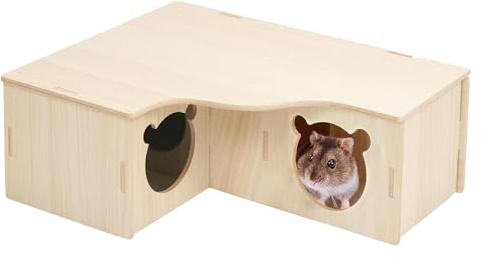 Jeorywoet Hamsterhus i trä – bitbeständig smaklös gömställe, tillbehör för syriska och dvärghamstrar
