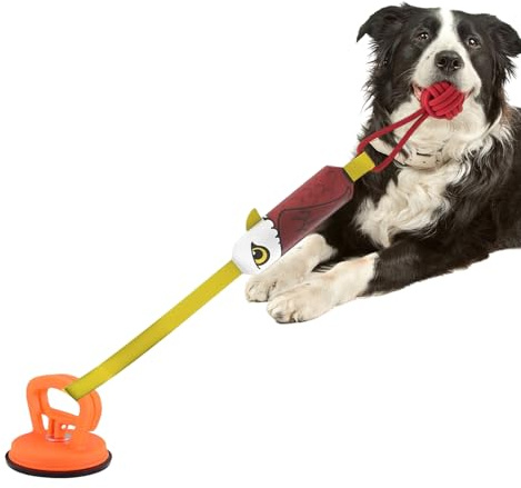 Suction Cup Tug Of War Dog Toy,Mental Stimulation Squeaky Sound Ball - Interactive Dog Toys | for Boredom Relief Indoor Outdoor Play Training