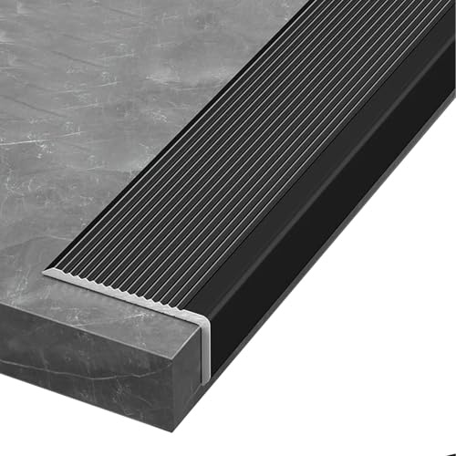 Treppenkantenprofil 100 cm Schwarze Alu Stufen-Kantenprofil für Fliesen/Laminat/Holz/Vinyl(W 60 x H 27 mm)