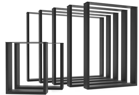 HEVVA 1x Tischbein - Basel - U-Form, In-/Outdoor (80x72 cm, Schwarz) | Tischkufen, Tischgestell Rechteckig, Esstischbeine, Tischuntergestell, Schreibtischbeine, Gartentischbeine, Couchtischbeine