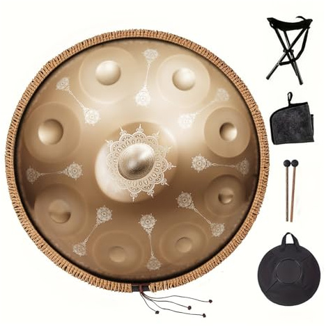 handpan, Tambor Handpan de 432 Hz, 9 notas, 56 cm, curación en re menor,for Professional Performance(Golden)