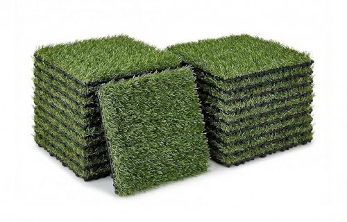 Casanoov Lot de 22 Dalles Gazon synthétique clipsable terrasse Kora 30x30cm