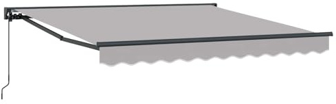 Einziehbare Markise Hellgrau 300 x 250 cm aus Aluminium und Stoff mit manueller oder elektrischer Bedienung für Terrasse und Garten, wetterbeständige Semi-Kassette