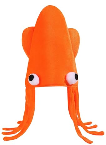 Gorro Divertido de Calamar, Divertido, de Peluche, Transpirable, con Forma de Calamar, Gorros de Animales Marinos para , para Adultos, Niños y Niñas, , Actuaciones en Escenario, Halloween, Navidad,