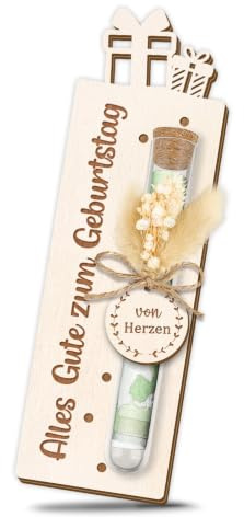 Geldgeschenke Geburtstag Geschenk, Elegante Geldgeschenk Verpackung mit Trockenblumen & Reagenzglas, Geschenkverpackung Geburtstag, Geburtstagsgeschenk für Frauen Männer Mädchen Jungen