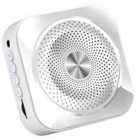 BINGNU Sprachverstärker, Bluetooth-Lautsprecher, Tragbare Hochleistungslautsprecher, Megaphon Mit Kabelbundenem Headset-Mikrofon, USB-Aufladung for Das Unterrichtsbüro(White)