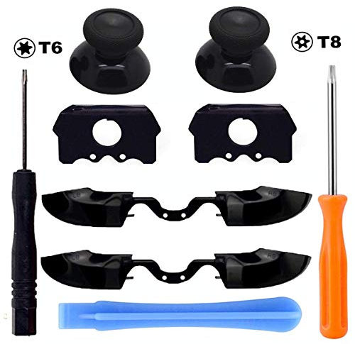 Supkeyer Lot de 2 boutons de rechange pour gâchettes LB RB + amortisseur avant pour manette Xbox One Elite et manette Xbox One avec prise jack 3,5 mm, avec kit de tournevis T6 T8H