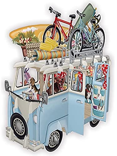 Paper D'Art 3D-Pop-Up-Grußkarte mit dem Camper Van - Retro Reise Grusskarte