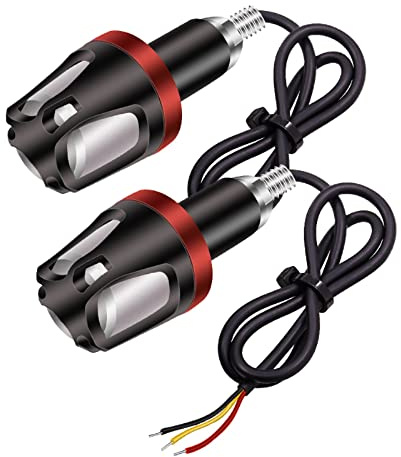 YnGia 2PCS Manubrio Indicatore di direzione Moto LED Manubrio Luce, Maniglia universale Grip Bar End Indicatore Luce di posizione laterale per ATV Electrombile Scooter