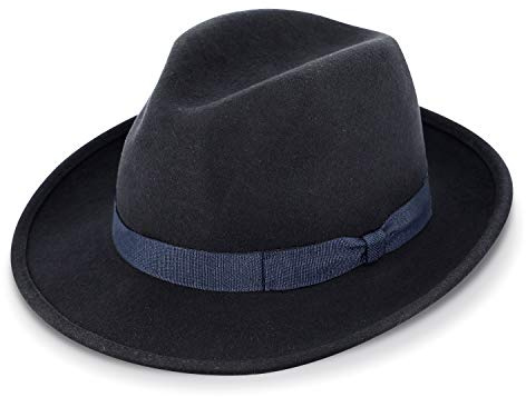 fiebig Fedora Wollfilzhut | Bogart Filzhut für Damen und Herren | Klassischer Sitz im Sommer und Winter | Classic Hat Made in Italy