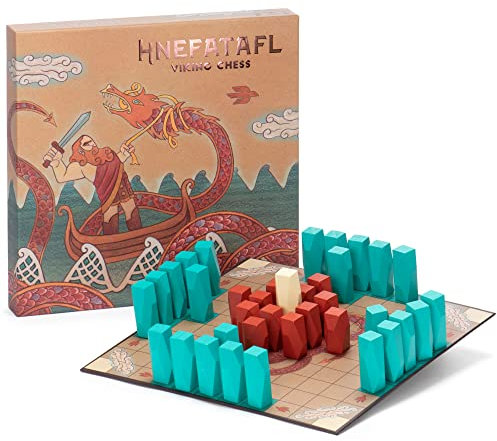 Hnefatafl Wikingerschach-Set - authentisches, traditionelles Strategie-Brettspiel für Zwei Spieler - Historisches europäisches Tisch-Asymmetrisches Kriegsspiel