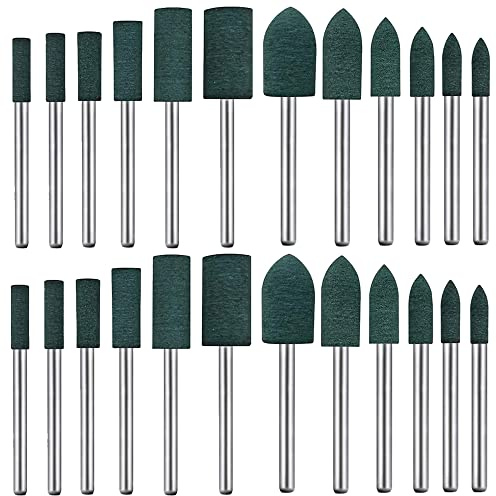 24Pcs Electric Drill Rubber Polishing Bits Kit 3mm Mandrel Cylinder Shape | Fine Sanding Rubber Wheel, DIY Rotary Grinding Accessory, Mold Metal Jade Polishing