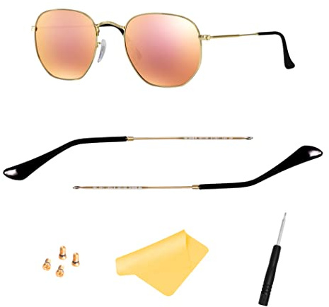 Branches de rechange pour lunettes de soleil Ray-Ban RB3447 RB3547N RB3548N RB3647N, avec 4 vis, 1 tournevis, doré