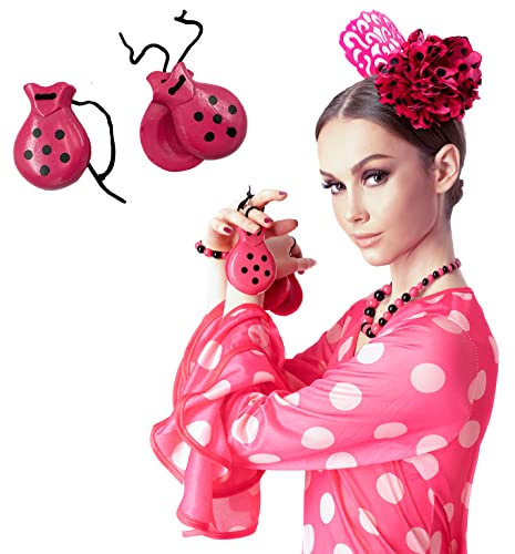 Kastanie, Fuchsienholz, mit schwarzen Punkten für Partys, Sevillana Ferias Baile