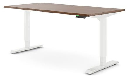 Ergotopia Desktopia Pro X Elektrisch höhenverstellbarer Schreibtisch, Ergonomischer Stehtisch für Büro oder Home Office (Nussbaum, Gestell Weiß, 160 x 80 cm)
