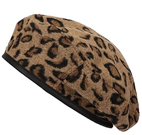 Leopard basker vintage stil målare hatt dam vår höst basker vinter hatt beanie hatt