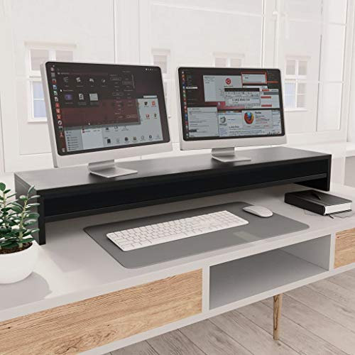 Gecheer Monitorständer Bildschirmständer Monitor Schreibtischaufsatz PC Bildschirmerhöhung Monitor erhöhung PC Bildschirm Ständer Laptop-Druckerständer Schwarz 100x24x13 cm Holzwerkstoff