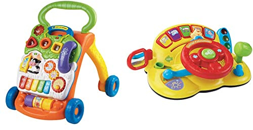VTech Baby Spiel- und Laufwagen – Lauflernwagen mit regulierbarer Geschwindigkeit, Musik und abnehmbarem Spielboard – Für Kinder von 12-36 Monaten & 80-166604 80-166604-Lustige Fahrschule