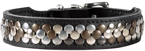 HUNTER Arizona UP Hundehalsband | edles Rindsleder, stilvolle Nieten, robust & anschmiegsam, Exklusive Handarbeit, Made in Germany, Farbe: Schwarz, Größe: 47