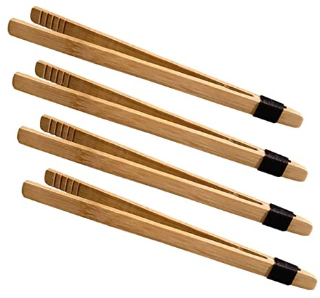 TOYANDONA 4 Pz Pinzette Giocattolo Pinze da Cucina in Legno Pinze per Antipasti Gioco Montessoriano Pinzette per Perline Pinzette Prescolari Mini Toast bambù Genitore-Figlio Morsetto Gusto