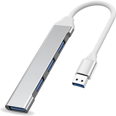 4 in 1 Hub mit 1 USB 3.0 und 3 Ports 2.0 - Splitter kompatibel mit Laptops MacBook Pro Windows und anderen Geräten - Silber