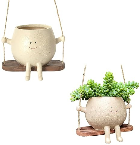 1/2-teiliger Übertopf Mit Schwingender Oberfläche–Übertopf Mit Hängendem Kopf Für Pflanzen Im Innen- Und Außenbereich| Sukkulententöpfe Für String Of Pearls Plant Live|Geschenk Für Mutter Und Lehrerin