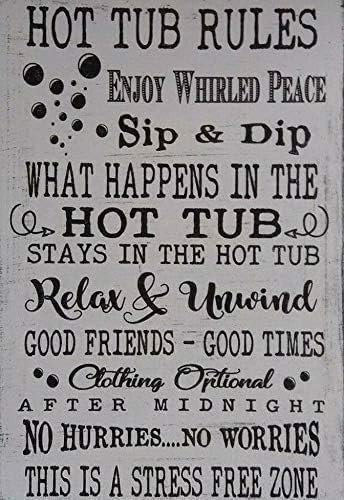 Hot Tub Rules Fun Christmas Idea Metal Sign Snowflake Bar Pub Home Cafe Man Cave Wall Decoration 8X12 inch