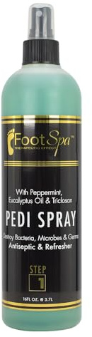 FOOTSPA - Pedi Spray Antiseptic, Mint & Eucalyptus - Refreshing Foot Care - 16 Ounces