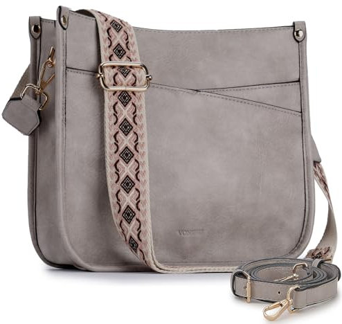 VX VONXURY Umhängetasche Damen, Elegant Crossbody Bag Klein Schultertasche Mittelgroß aus Vegan Leder Handtasche Beuteltasche mit 2 Verstellbaren Riemen