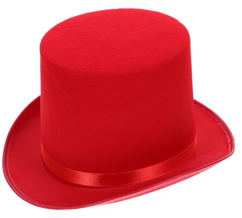 CALLARON Sombrero de Mago para Adultos, Sombrero Copa Rojo, Clásico de Copa Alta en Terciopelo Rojo, Accesorio de Disfraz para Fiestas de Halloween, Obras de Teatro 30 x 26 x 17 cm
