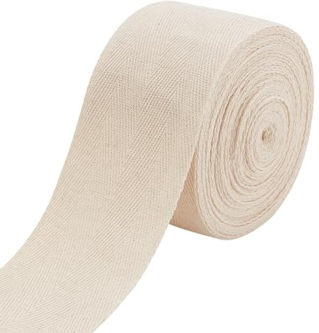 BENECREAT 10mx60mm Baumwoll-Twillband, Weißes Schrägband Mit Fischgrätenmuster, Weicher Teppichrandstreifen Zum Nähen, DIY-Basteln, Baumwollteppich, Heimdekoration