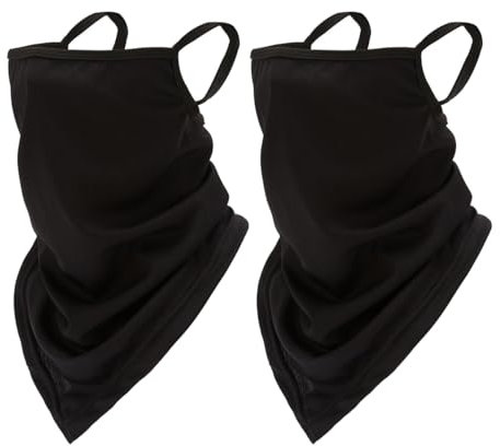 Visxcnu 2 Piezas Pañuelo Mascara Facial con Cuello de Oreja Mujer Hombre Multifuncionales Pañuelo Transpirable para Acampar Esquí Motociclismo Ciclismo CorrerTriangular Bandana Mascarilla