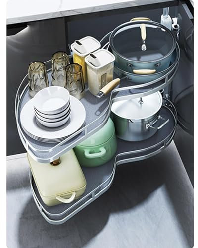 YXFAZPP Eckschrank, Küchenauszug, Küchenschrank, Eckschrank-Beschlag, Nachrüst-Teleskopschublade, Küchen-Eckschrank, Karussell, höhenverstellbar, leise Verriegelung