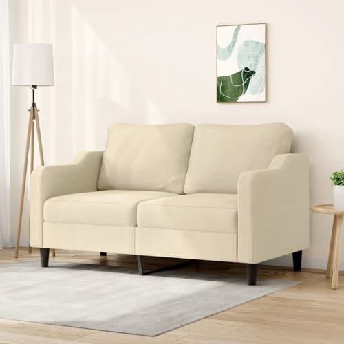 Homgoday 2-Sitzer-Sofa Doppelsofa Sofa Couch Moderne Relaxsofa Loungesofa Relaxcouch Loveseat Gästesofa Sofa Sitzmöbel für Wohnzimmer Büro Schlafzimmer Creme 140 cm Stoff