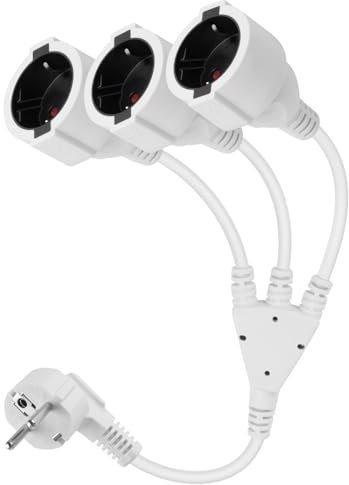 GELRHONR 3 Fach Schuko Steckdosen Stromkabel, 250V16A IP44 Verlängerungskabel Außenbereich Schutzkontakt Typ F (CEE 7/7) Stecker auf Buchse, für Outdoor Zuhause,Küche, Büro (Weiß 1 to 3)