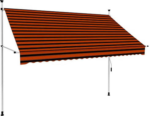 PURADAY Klemmmarkise Handbetrieben 250 cm Breit Orange und Braun Einziehbare Markise Wasser- und Schmutzabweisende Sowie UV- und Wetterbeständige Höhe und Neigungswinkel Einstellbar